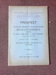 PROSPECT AL STATIUNII BALNEARE SI CLIMATERICE MOVILA-TEKIRGHIOL, SINGURA PE MALUL MARII NEGRE SI LACUL TEKIRGHIOL, JUD.CONSTANTA