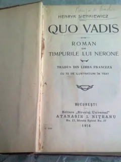 QUO VADIS. ROMAN DIN TIMPURILE LUI NERONE - HENRYK SIENKIEWICZ