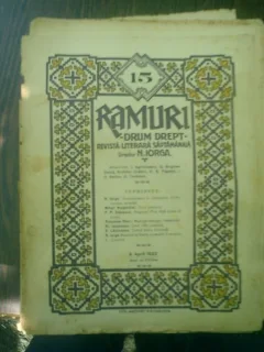 Ramuri - Drum drept revista literara saptamanala anul XVI nr. 15 9 april 1922 - N. Iorga