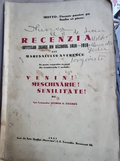 Recenzia Notitelor zilnice din Razboiul 1916-1918 ale Maresalului Averescu - Cpt. Comandor George G. Coanda