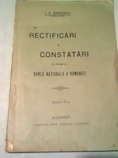 RECTIFICARI SI CONSTATARI CU PRIVIRE LA BANCA NATIONALA A ROMANIEI - I.G. BIBICESCU