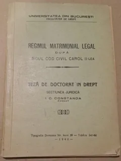 Regimul matrimonial legal dupa noul cod civil Carol al II-lea - I.C. Constanda  teza de doctorat