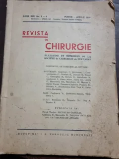 Revista de Chirurgie - Anul XLII Nr. 3-4 /  Martie-Aprilie 1939