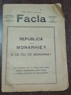 Revista Facla nr.21/1923 Articol Principal Republica si Monarhie si Ce fel de Monarhie