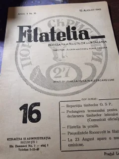 Revista Filatelia, revista filatelistilor din Romania nr.16/1945