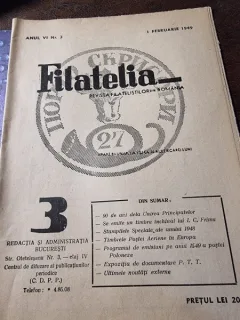 Revista Filatelia, revista filatelistilor din Romania nr.3/1949