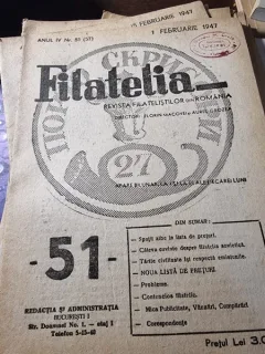 Revista Filatelia, revista filatelistilor din Romania nr.51(57)/1947