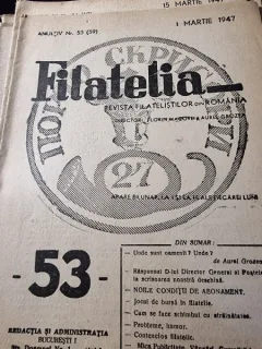Revista Filatelia, revista filatelistilor din Romania nr.53(59)/1947