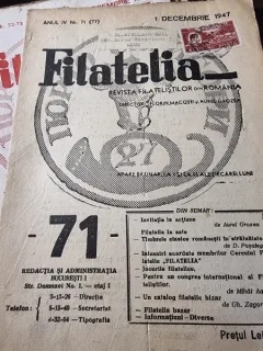 Revista Filatelia, revista filatelistilor din Romania nr.71(77)/1947