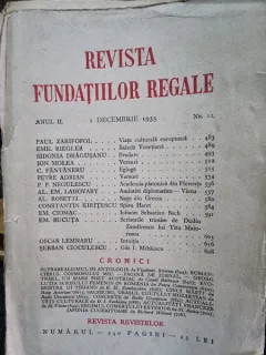 Revista Fundatiilor Regale - Anul II 1 Decembrie 1935 Nr. 12