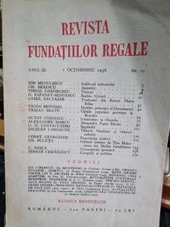 Revista Fundatiilor Regale - Anul III 1 Octombrie 1936 Nr. 10