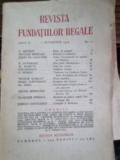 Revista Fundatiilor Regale - Anul V 1 Octombrie 1938 Nr. 10