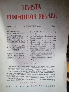 Revista Fundatiilor Regale Anul VI 1 Septembrie 1939 Nr. 9