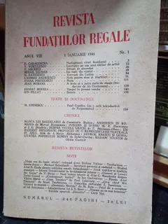 Revista Fundatiilor Regale Anul VIII 1 Ianuarie 1941 Nr. 1