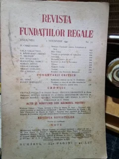 Revista Fundatiilor Regale Anul VIII 1 Noiembrie 1941 Nr. 11