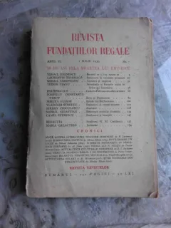 REVISTA FUNDATIILOR REGALE NR.7/1939,Mircea Eliade,Insula lui Euthanasius