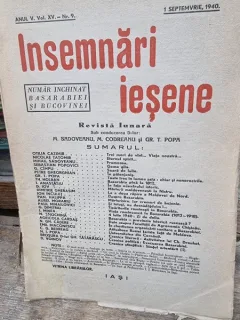 Revista Insemnari Iesene nr.9/1940, numar inchinat Basarabiei si Bucovinei