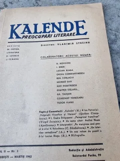 REVISTA KALENDE, PREOCUPARI LITERARE NR.3/1943