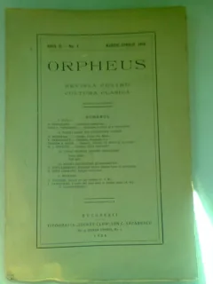 REVISTA ORPHEUS - PENTRU CULTURA CLASICA  NR.2/1926