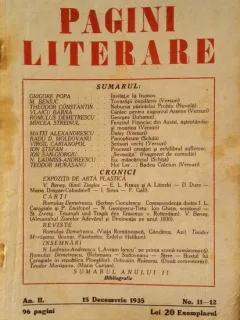 Revista Pagini literare nr.11-12/decembrie 1935
