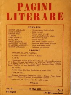Revista Pagini literare nr.1/15 mai 1935