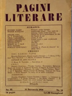 Revista Pagini literare nr.12/decembrie 1936