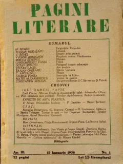 Revista Pagini literare nr.1/ianuarie 1936