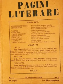 Revista Pagini literare nr.5/septembrie 1934