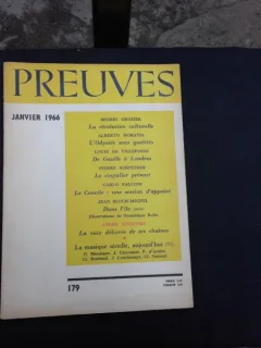 REVISTA PREUVES NR.179/1966   (CU ARTICOLE DE MICHEL GROZIER, ALBERTO MORAVIA, CARLO FALCONI SI ALTII, TEXT IN LIMBA FRANCEZA)