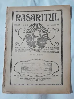 Revista Rasaritul, anul VII, nr.5-8/1924 (in cuprins, poezie de V.Militaru)