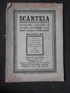 REVISTA SCANTEIA NR.2/1924  revista literara, stiintifica si de folclor a Societatii de lectura Ion Creanga si a elevilor liceului Petru Maior din Gherla