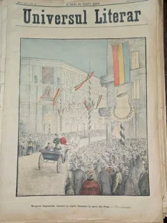 Revista Universul Literar nr.41/1897  pe coperta Mergerea Imparatului Austriei cu Regele Romaniei la opera din Pesta