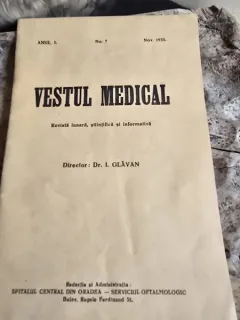 Revista Vestul Medical Anul I Nr. 7 Noiembrie 1935 - I. Glavan