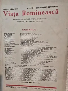 Revista Viata Romaneasca Anul XXXI 1939 Nr. 9-10 - Septembrie-Octombrie