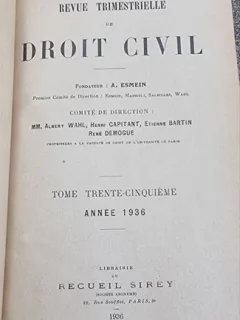 Revue Trimestrielle de Droit Civil - Tome Trente-Cinquieme Annee 1936
