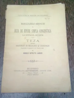 REZULTATELE OBTINUTE INNBUZA DE IEPURE SIMPLA CONGENITALA LA SPITALUL DE COPII, TEZA DE DOCTORAT - CHARLES HIPPOLYTE LAUGIER