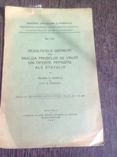REZULTATELE OBTINUTE PRIN ANALIZA PROBELOR DE VINURI DIN DIFERITE PEPINIERE ALE STATULUI - VIRGINIA D.CU