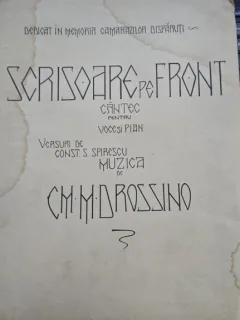 Scrisoare de pe front - versuri de Const. S. Spirescu, muzica de Cm. M. D. Rossino - partitura