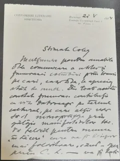 Scrisoare, scrisa de Al.Tzigara Samurcas (1872-1952) unui coleg, in 1924
