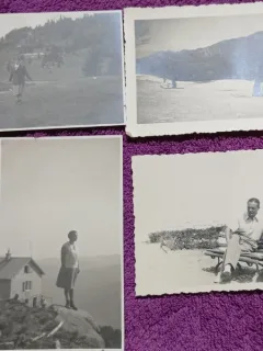 Set de 4 Fotografii, Parintii lui Geo Litarczek, parintele radiologiei romanesti, in excursie, Bucegi 1930, 1937