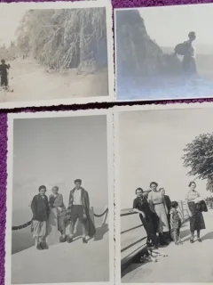 Set de 4 Fotografii, Stella, mama lui Geo Litarczek, parintele radiologiei romanesti, in excursie prin Bucegi 1931, 1937 si la Turtucaia 1936
