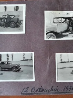 Set de 7 fotografii cu autoturisme, 4+3 lipite fata/verso pe carton, 1930