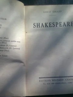 SHAKESPEARE - LOUIS GILLET  (CARTE IN LIMBA FRANCEZA)