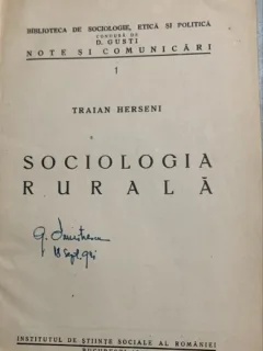 Sociologia rurala - Traian Herseni - din biblioteca lui Geo Dumitrescu