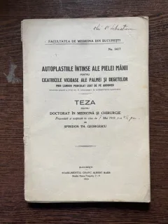 Spiridon Th. Georgescu Autoplastiile intinse ale pielei mainii pentru cicatricele vicioase ale palmei si degetelor prin lambou pediculat luat de pe abdomen