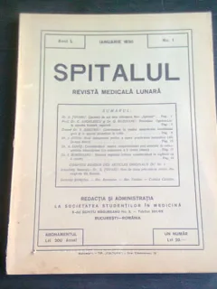 SPITALUL REVISTA MEDICALA NR. 1, IANUARIE 1930