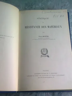 STATIQUE ET RESISTANCES DE MATERIAUX - PAUL MONTEL  (CARTE IN LIMBA FRANCEZA)