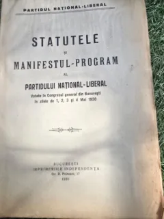 Statutele si manifestul program al Partidului National Liberal