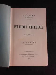 Studii critice - I. Gherea  vol.I  editia a 2-a
