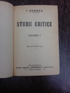 Studii critice - I. Gherea  vol.I  editia  a 5-a